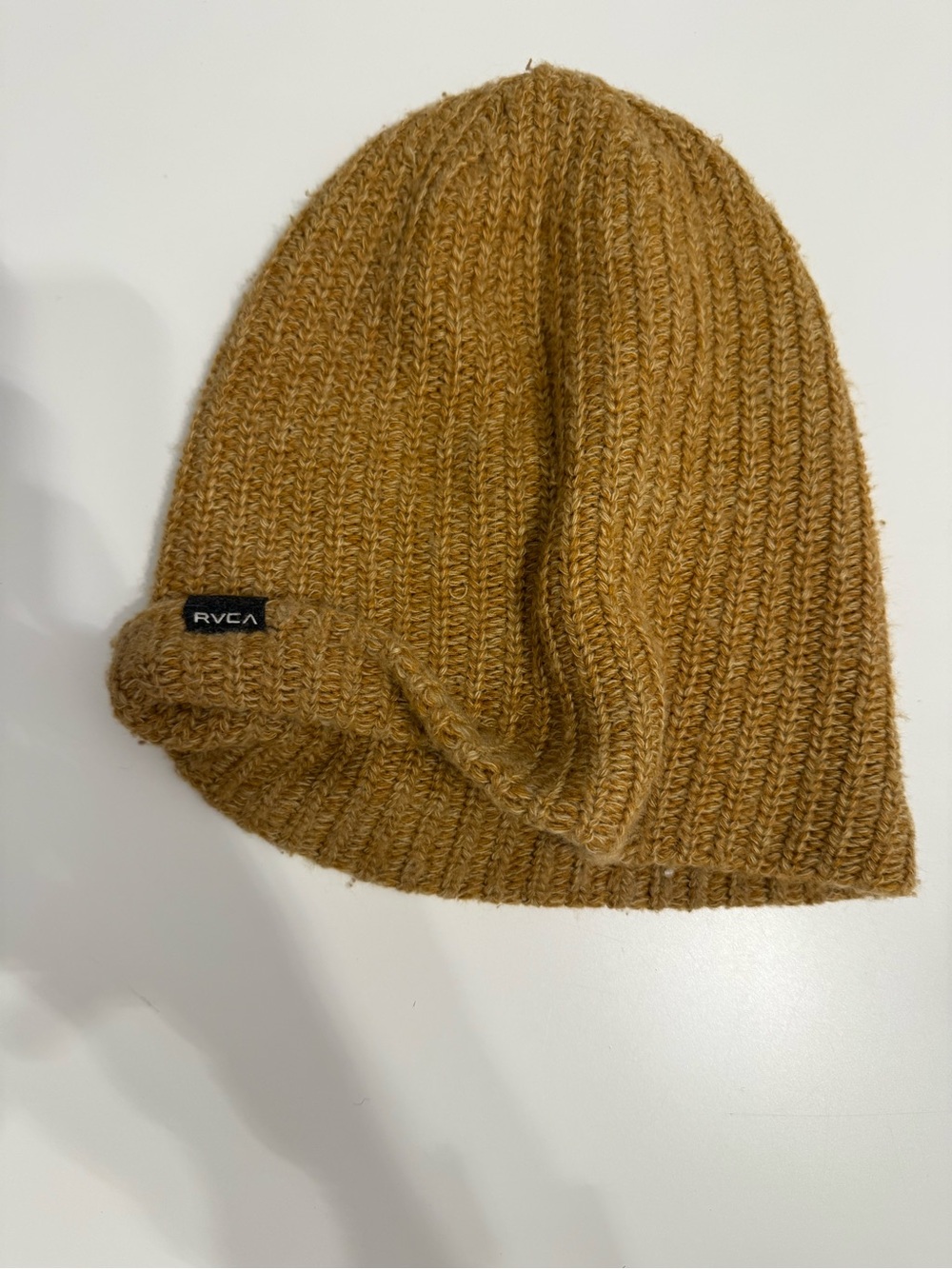 RVCA Ribbed Knit Beanie in Caramel Brown